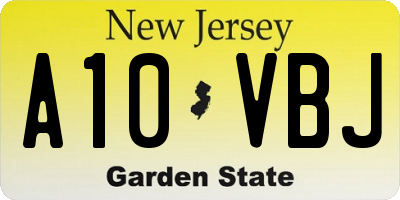 NJ license plate A10VBJ