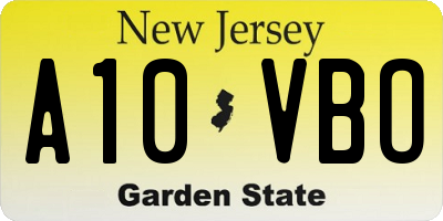 NJ license plate A10VBO