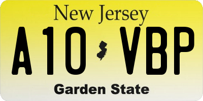 NJ license plate A10VBP