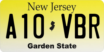 NJ license plate A10VBR