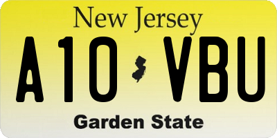 NJ license plate A10VBU