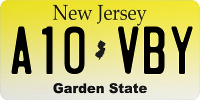 NJ license plate A10VBY