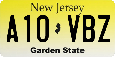 NJ license plate A10VBZ