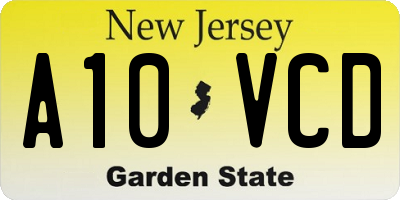 NJ license plate A10VCD