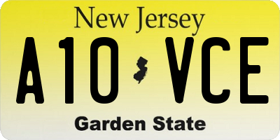 NJ license plate A10VCE