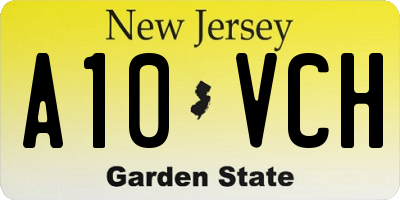 NJ license plate A10VCH