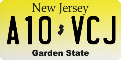 NJ license plate A10VCJ