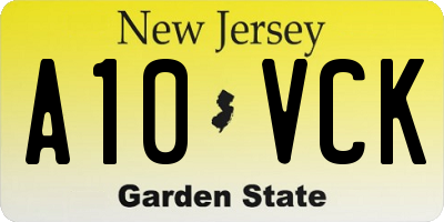 NJ license plate A10VCK