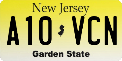 NJ license plate A10VCN