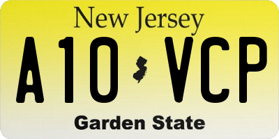 NJ license plate A10VCP