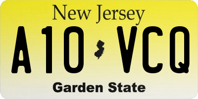 NJ license plate A10VCQ