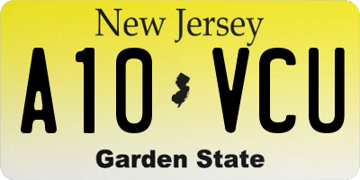 NJ license plate A10VCU