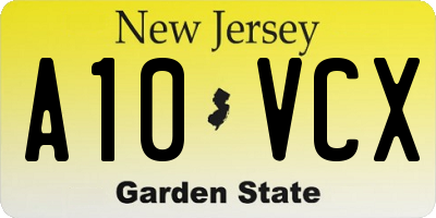 NJ license plate A10VCX