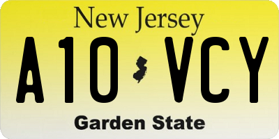 NJ license plate A10VCY