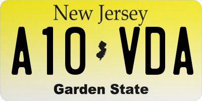 NJ license plate A10VDA