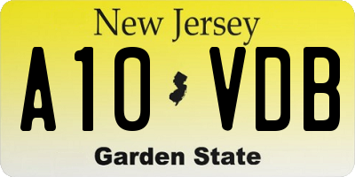 NJ license plate A10VDB