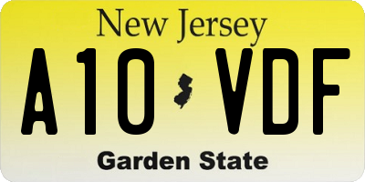 NJ license plate A10VDF