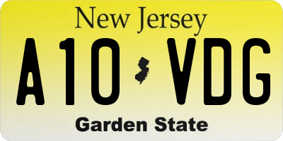 NJ license plate A10VDG