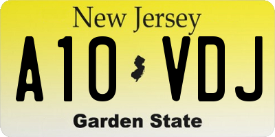 NJ license plate A10VDJ