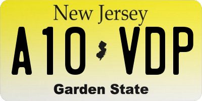 NJ license plate A10VDP