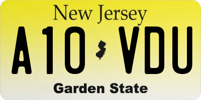 NJ license plate A10VDU