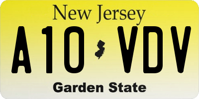 NJ license plate A10VDV