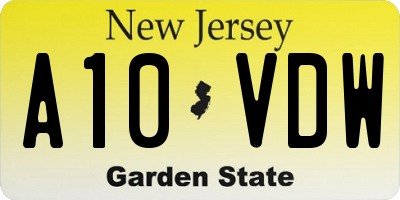 NJ license plate A10VDW