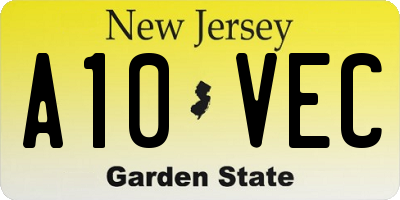 NJ license plate A10VEC