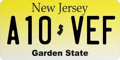 NJ license plate A10VEF