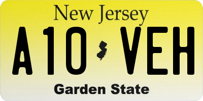 NJ license plate A10VEH