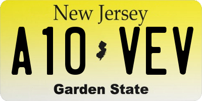 NJ license plate A10VEV