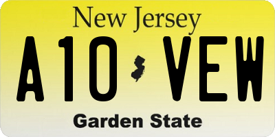 NJ license plate A10VEW