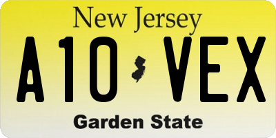 NJ license plate A10VEX