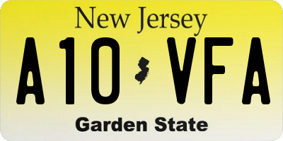NJ license plate A10VFA