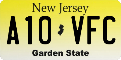 NJ license plate A10VFC