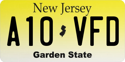 NJ license plate A10VFD