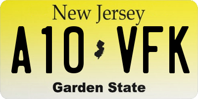 NJ license plate A10VFK