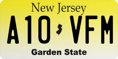 NJ license plate A10VFM