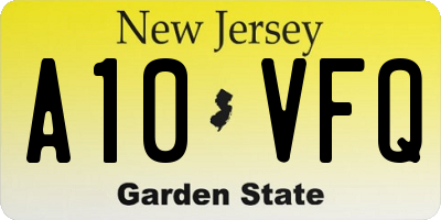 NJ license plate A10VFQ