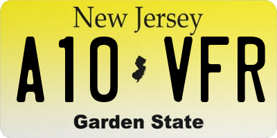 NJ license plate A10VFR
