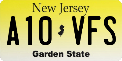 NJ license plate A10VFS
