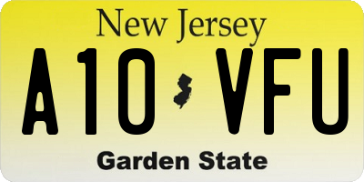 NJ license plate A10VFU