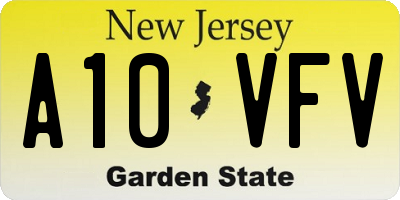 NJ license plate A10VFV