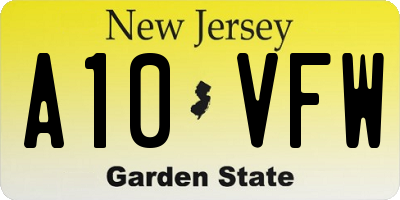 NJ license plate A10VFW