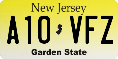 NJ license plate A10VFZ