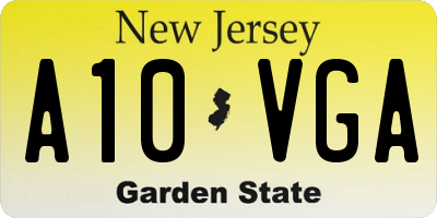 NJ license plate A10VGA