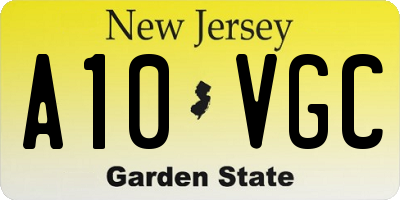 NJ license plate A10VGC