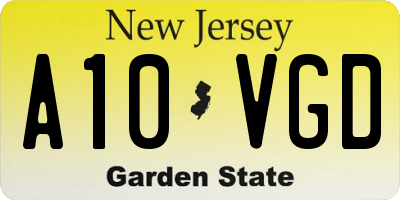 NJ license plate A10VGD