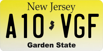 NJ license plate A10VGF