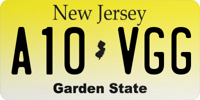 NJ license plate A10VGG
